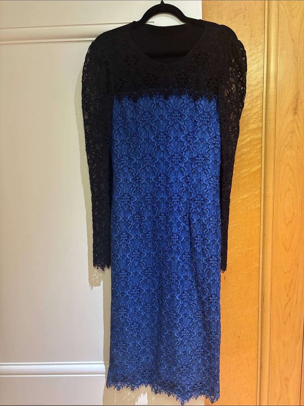 Black & Royal Blue Lace Sheath Dress